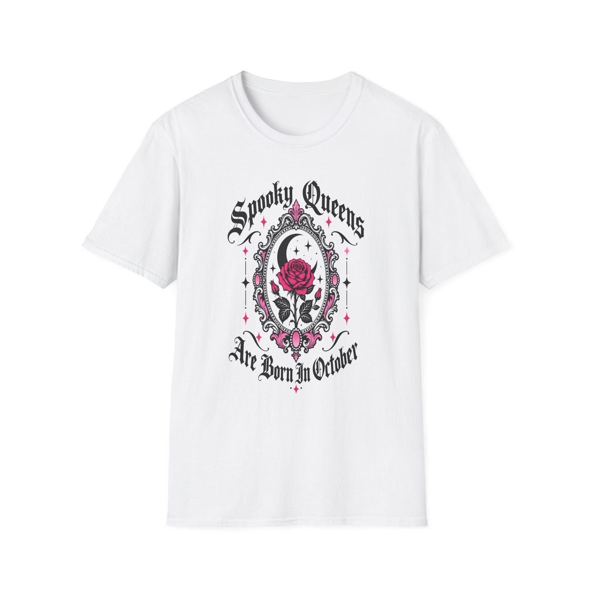 Spooky Queens Are Born In October Shirt – Gothic Rose Halloween Birthday Tee