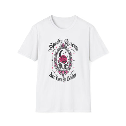 Spooky Queens Are Born In October Shirt – Gothic Rose Halloween Birthday Tee