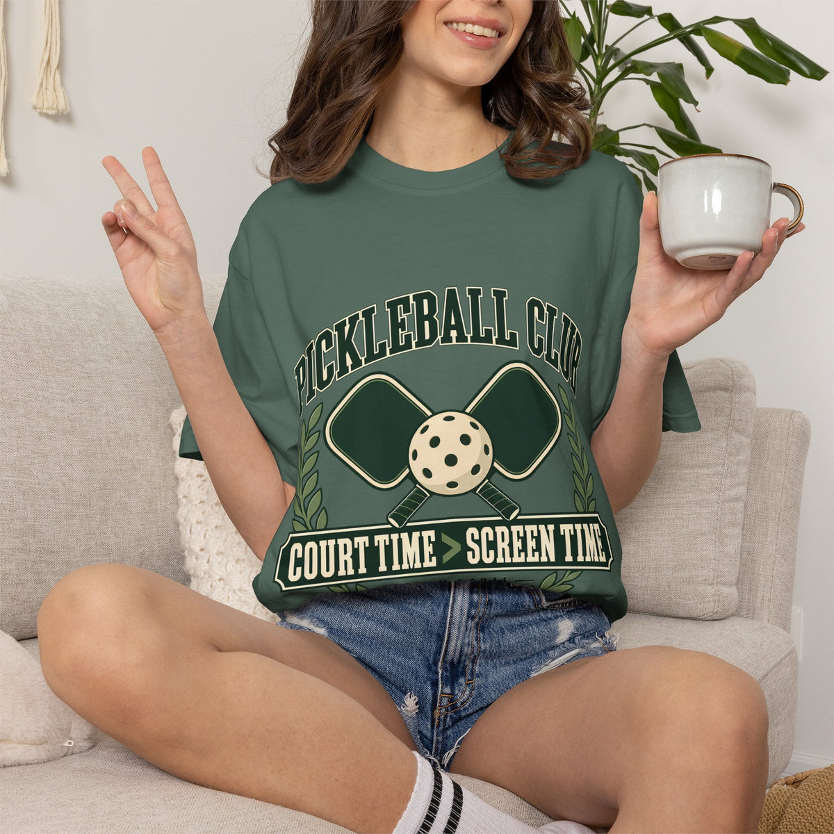 Pickleball Club Court Time Over Screen Time Comfort Colors Tee