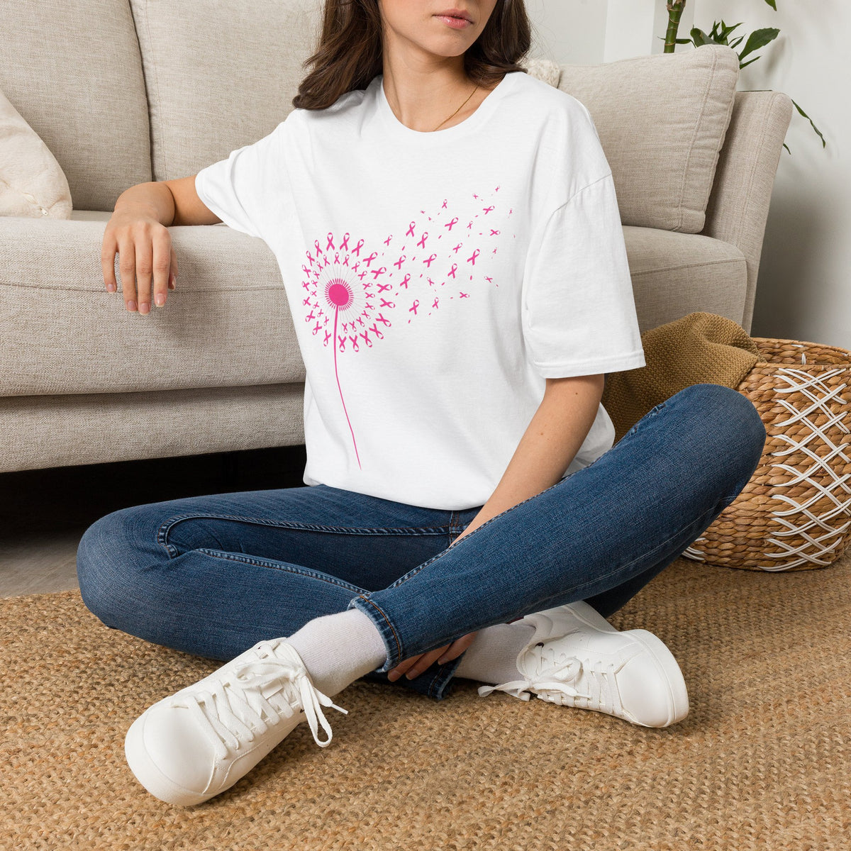 Pink Ribbon Dandelion Breast Cancer Awareness Tee