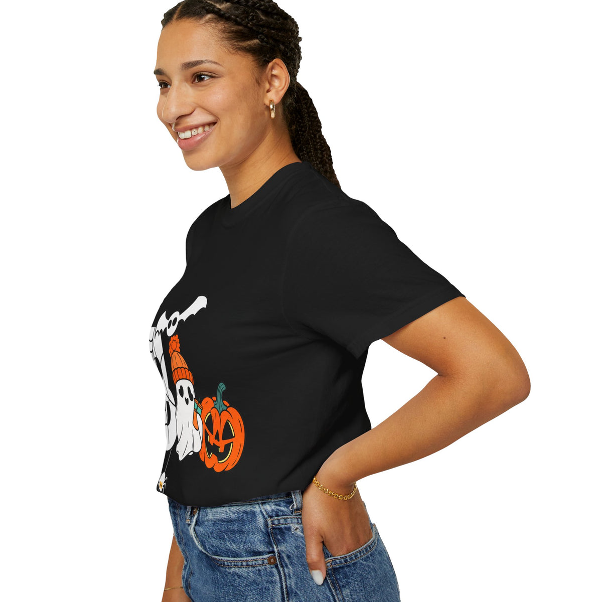 Cute Ghost Pumpkin Cozy Halloween Comfort Colors T-Shirt