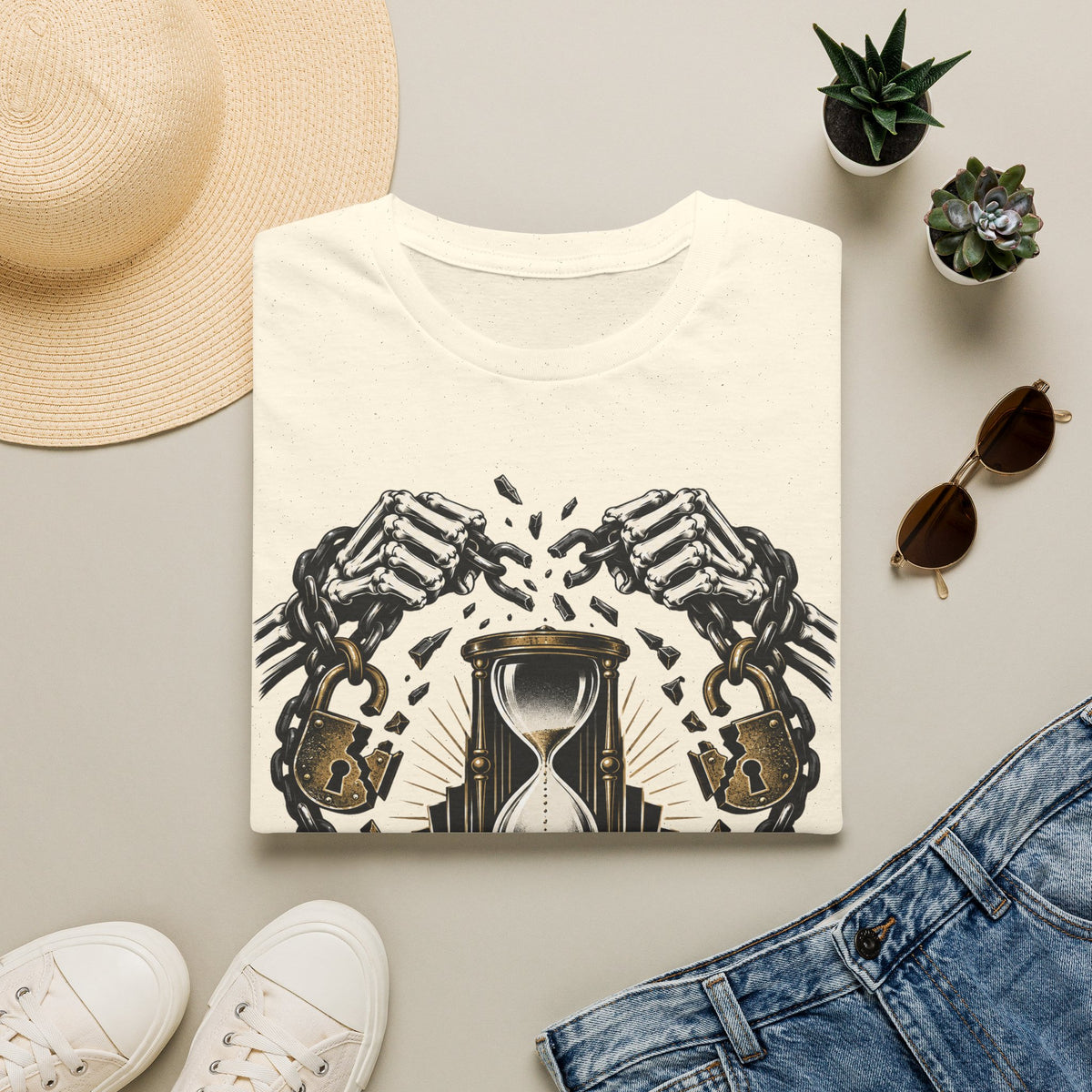 The Final Escape 1926 Shirt – Skeleton Chains Hourglass Art Deco Tee