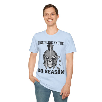 Discipline Knows No Season Shirt – Spartan Skull Stoic Warrior Tee