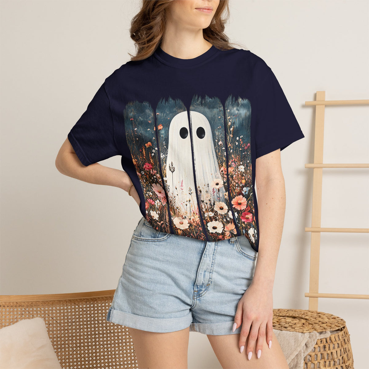 Floral Ghost Wildflower Halloween Comfort Colors T-Shirt