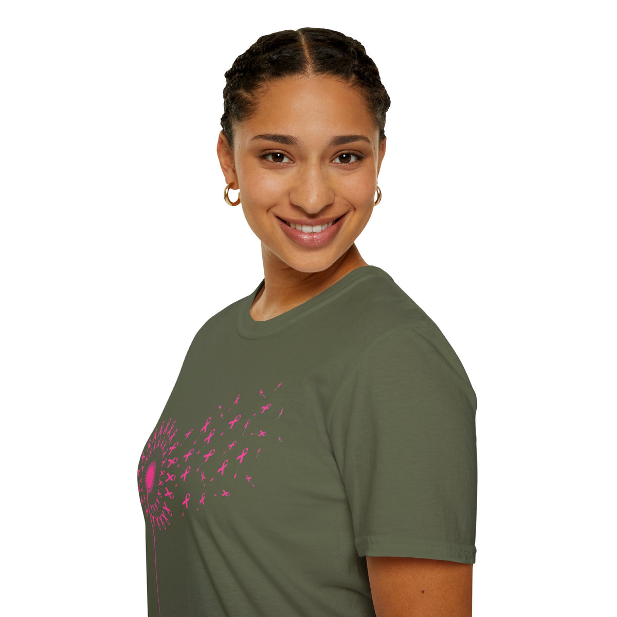 Pink Ribbon Dandelion Breast Cancer Awareness Tee