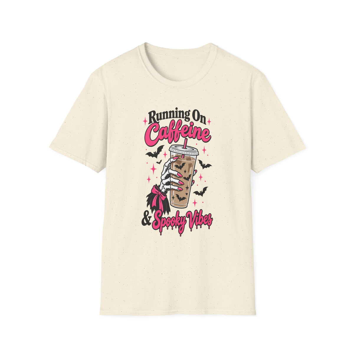 Running On Caffeine & Spooky Vibes Halloween Coffee Shirt – Gildan Softstyle 64000