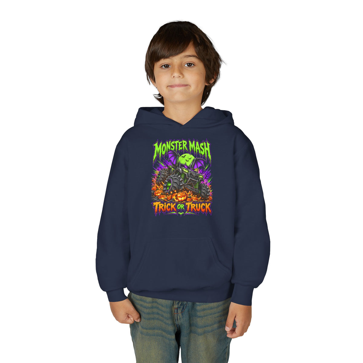 Monster Mash Trick or Truck Youth Halloween Hoodie