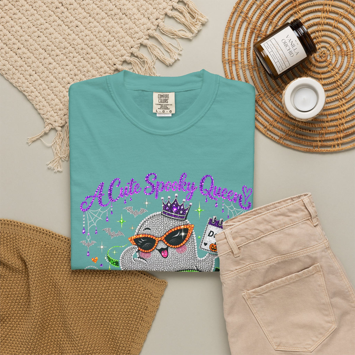 Personalized Spooky Queen October Birthday Comfort Colors Tee