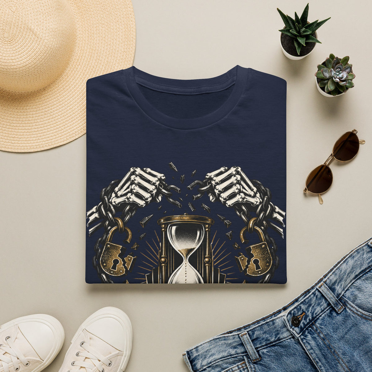 The Final Escape 1926 Shirt – Skeleton Chains Hourglass Art Deco Tee