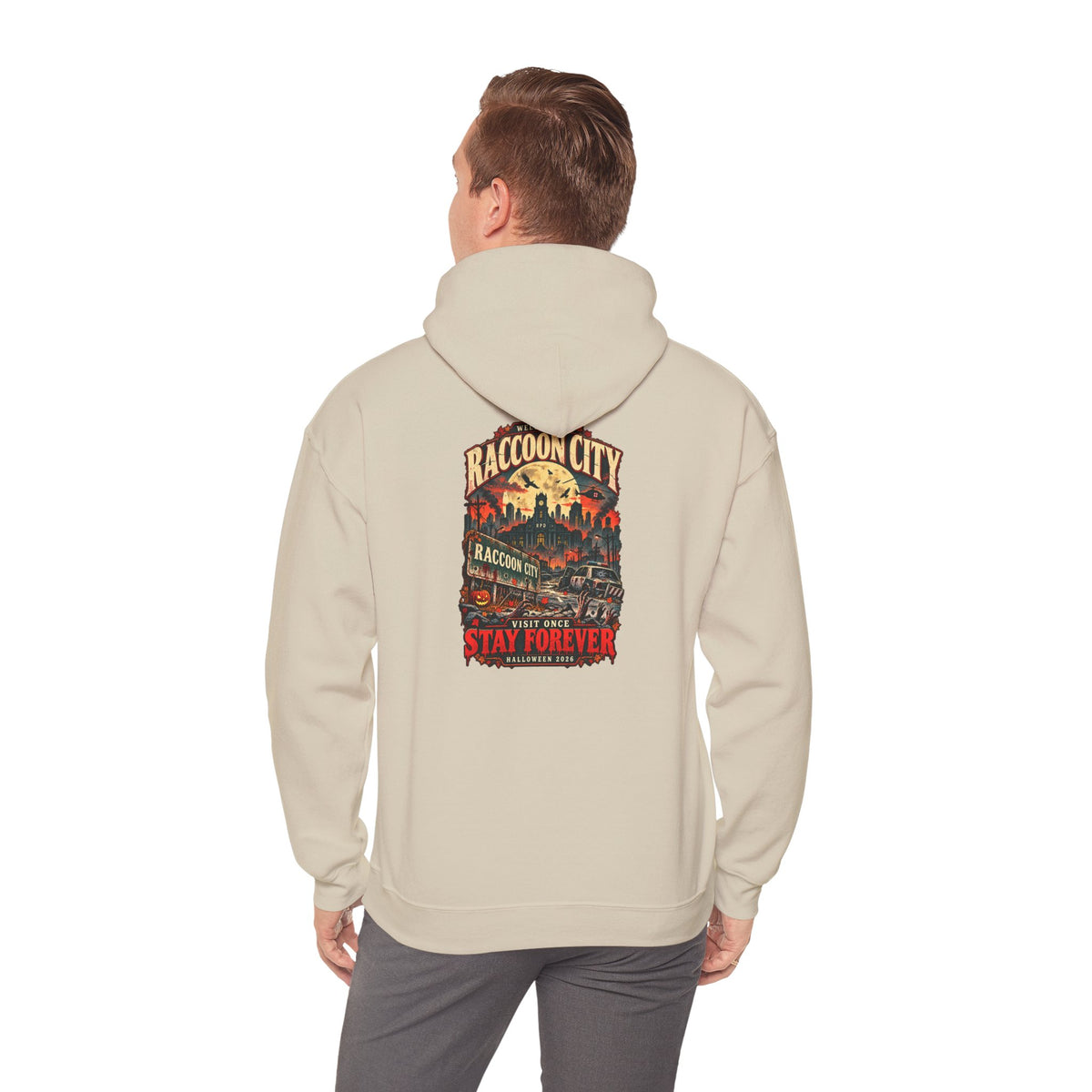 Welcome to Raccoon City Halloween 2026 Gildan 18500 Hoodie