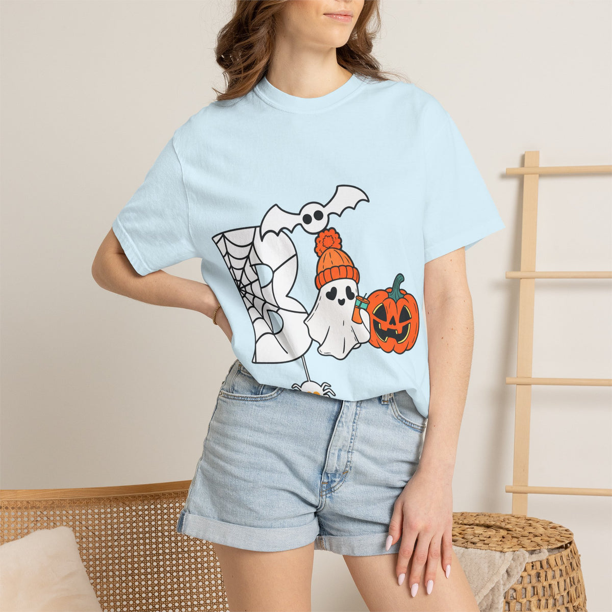 Cute Ghost Pumpkin Cozy Halloween Comfort Colors T-Shirt