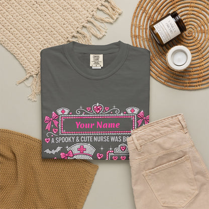 Personalized Spooky Cute Nurse October Birthday Comfort Colors Tee