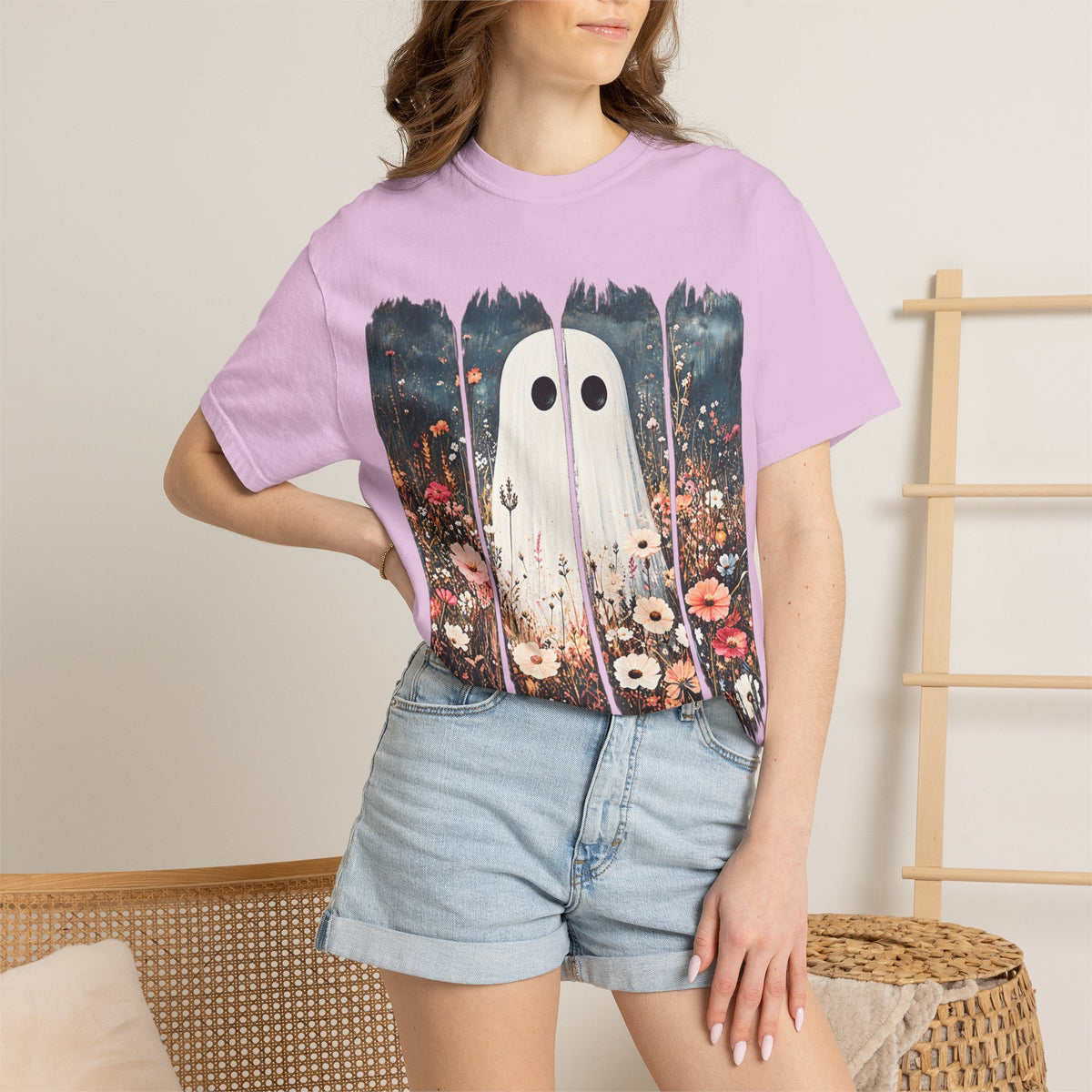 Floral Ghost Wildflower Halloween Comfort Colors T-Shirt