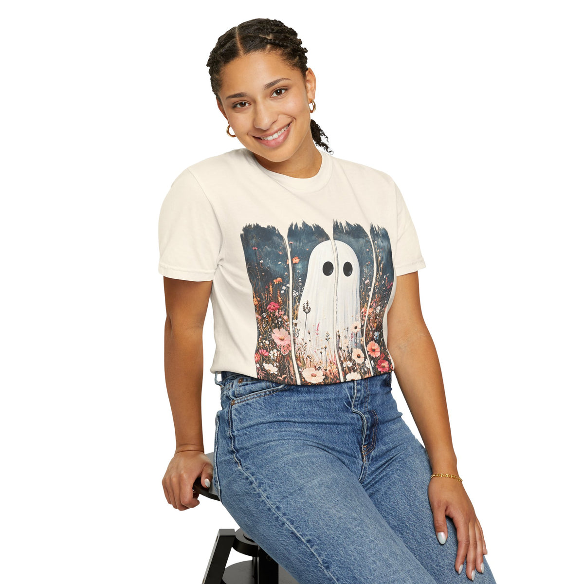 Floral Ghost Wildflower Halloween Comfort Colors T-Shirt