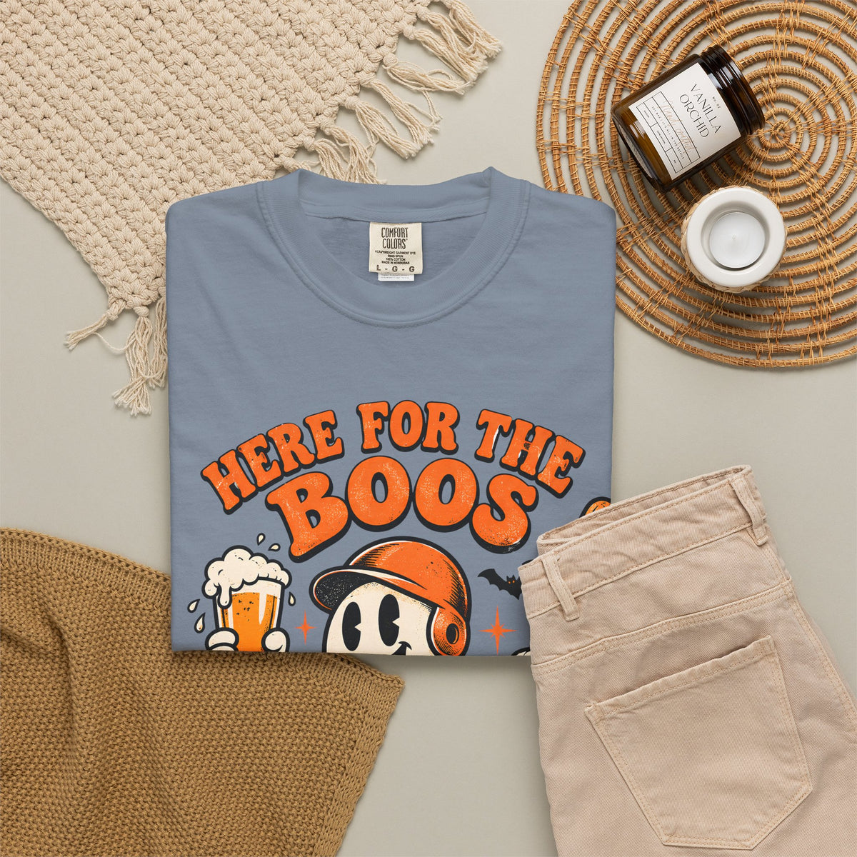 Here for the Boos Baseball Halloween Comfort Colors Tee