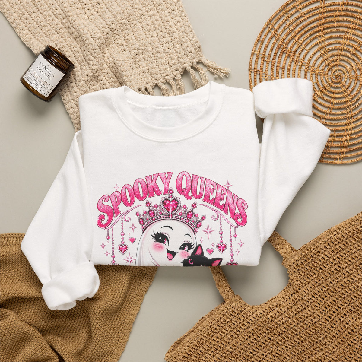 Spooky Queens Are Born in October Gildan 18000 Sweatshirt
