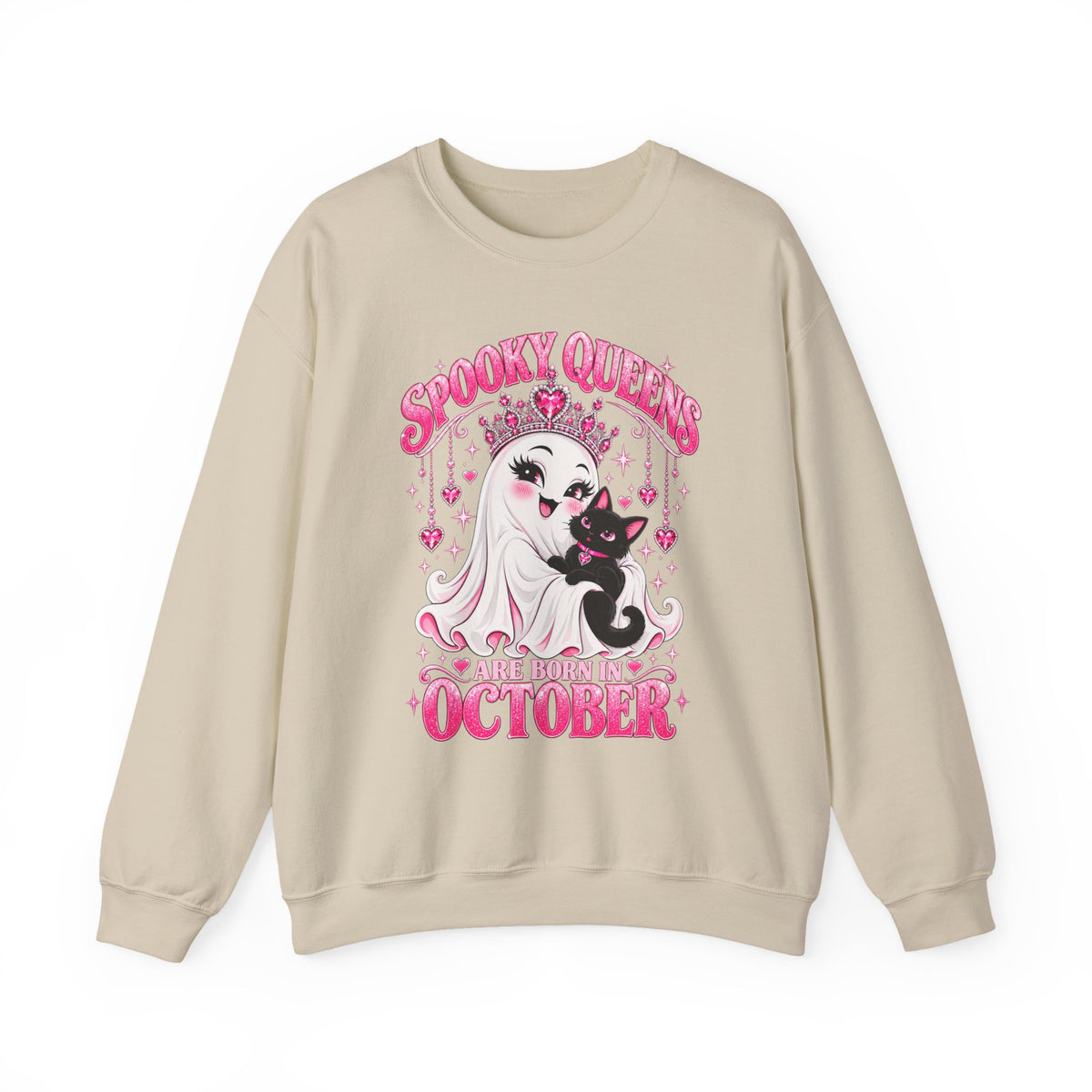 Spooky Queens Are Born in October Gildan 18000 Sweatshirt