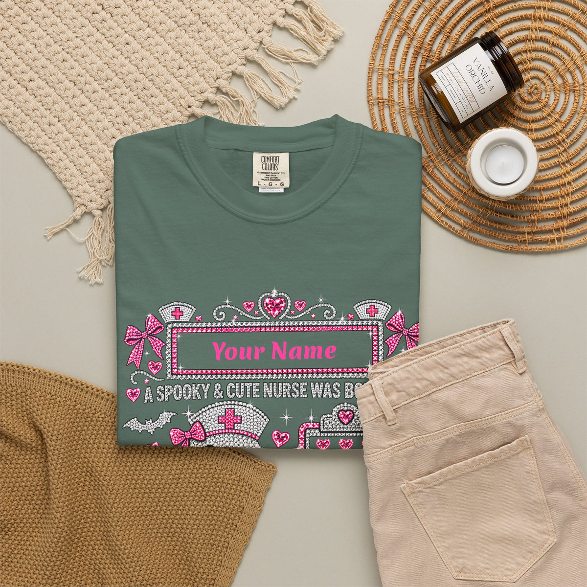 Personalized Spooky Cute Nurse October Birthday Comfort Colors Tee