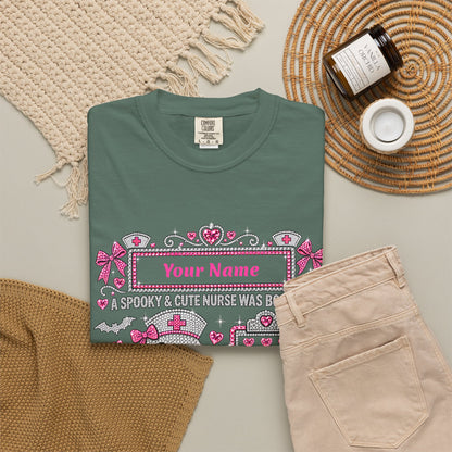 Personalized Spooky Cute Nurse October Birthday Comfort Colors Tee