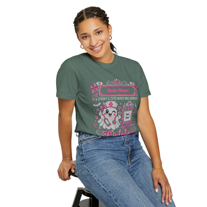 Personalized Spooky Cute Nurse October Birthday Comfort Colors Tee