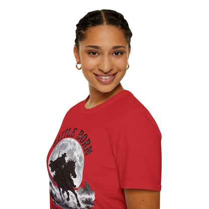 Battle Born Shadow Raised 1864 Shirt – Dark Western Horseman Moon Tee