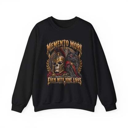 Memento Mori Nine Lives Spartan Cat Gildan 18000 Sweatshirt