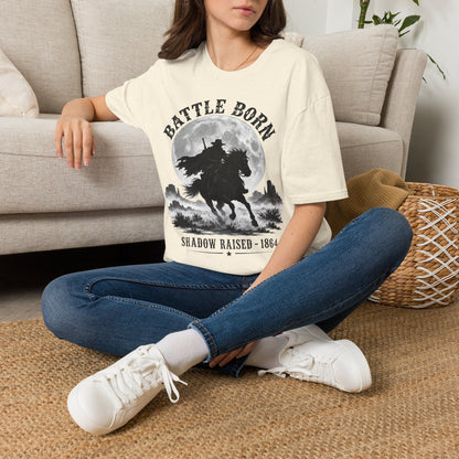 Battle Born Shadow Raised 1864 Shirt – Dark Western Horseman Moon Tee