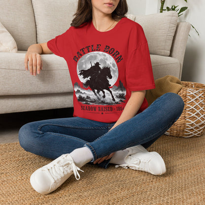 Battle Born Shadow Raised 1864 Shirt – Dark Western Horseman Moon Tee