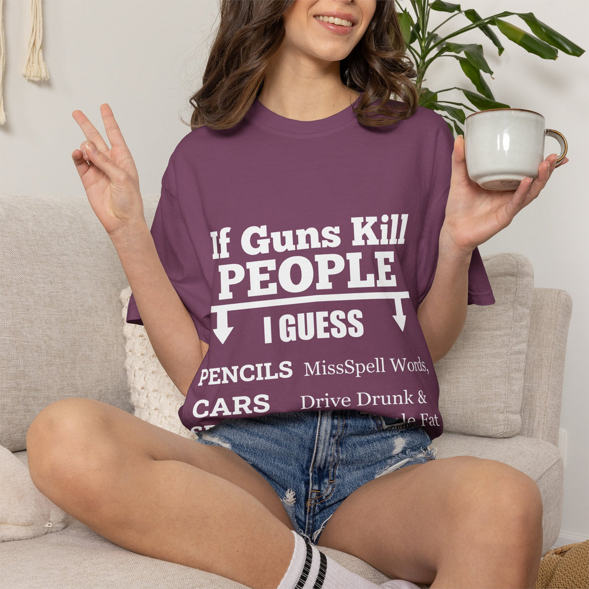 If Guns Kill People Funny Firearm Statement Comfort Colors Tee