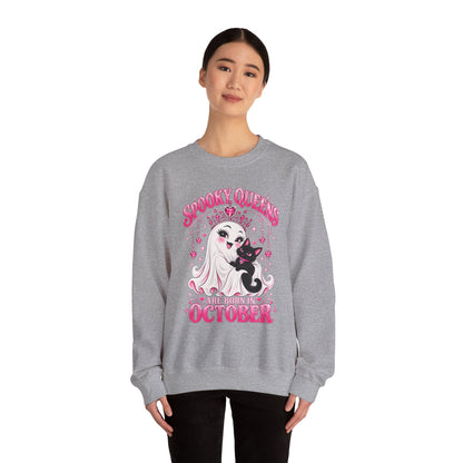 Spooky Queens Are Born in October Gildan 18000 Sweatshirt