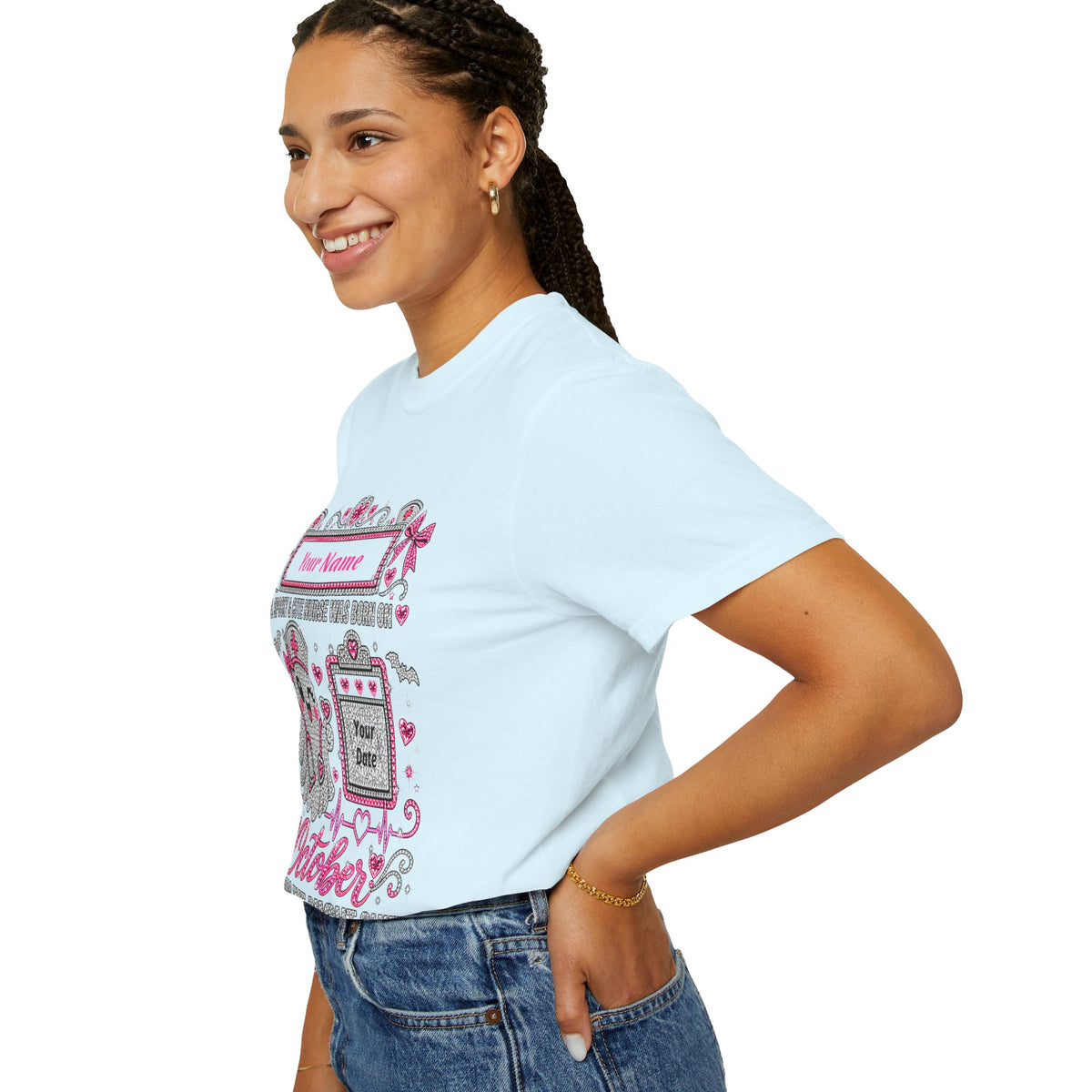 Personalized Spooky Cute Nurse October Birthday Comfort Colors Tee