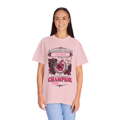 Personalized Champion Teacher October Birthday Comfort Colors Tee
