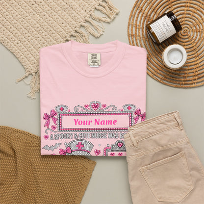 Personalized Spooky Cute Nurse October Birthday Comfort Colors Tee