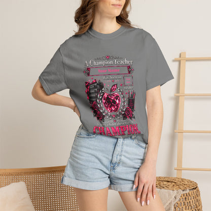 Personalized Champion Teacher October Birthday Comfort Colors Tee