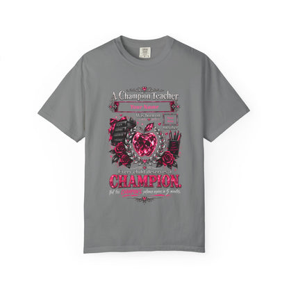 Personalized Champion Teacher October Birthday Comfort Colors Tee