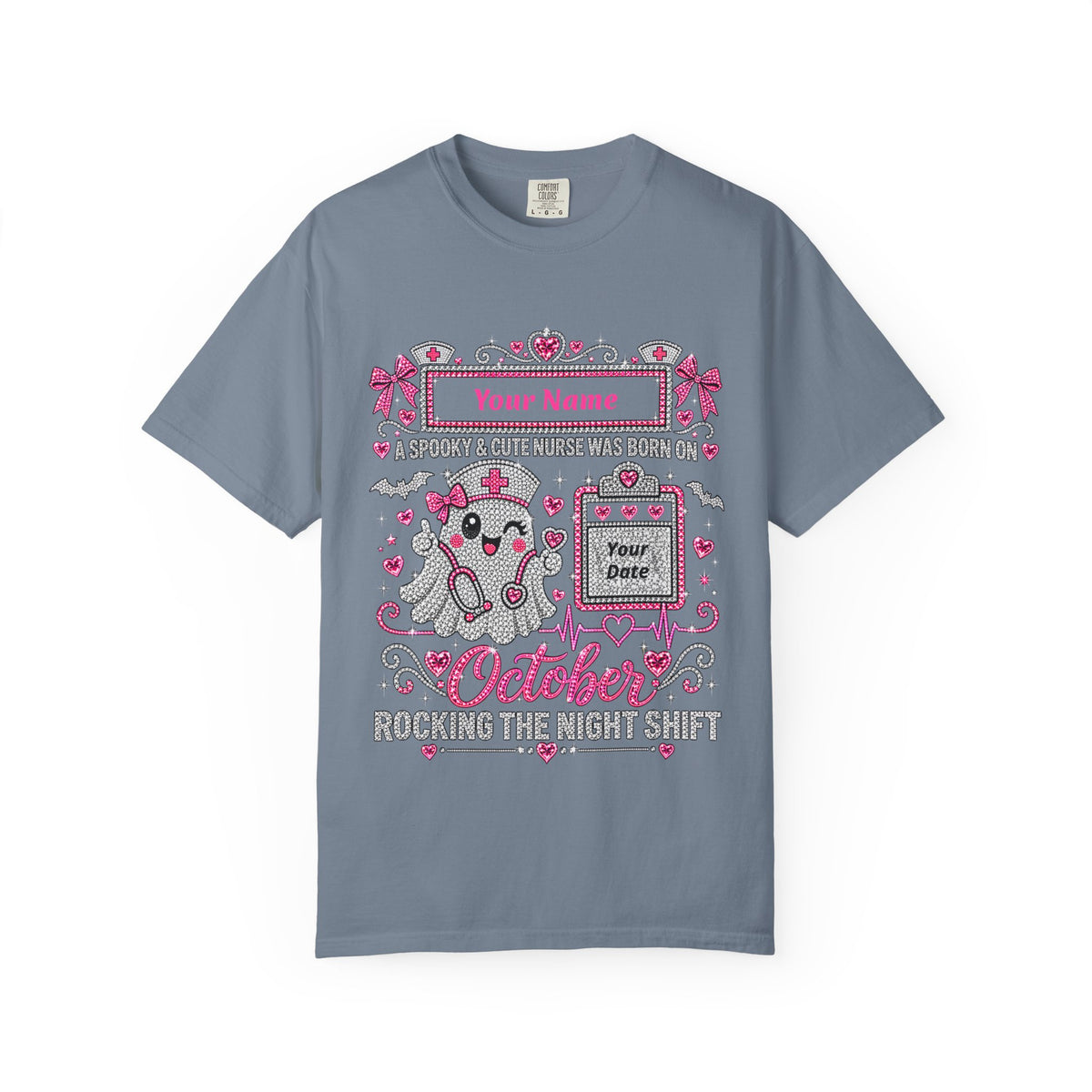 Personalized Spooky Cute Nurse October Birthday Comfort Colors Tee