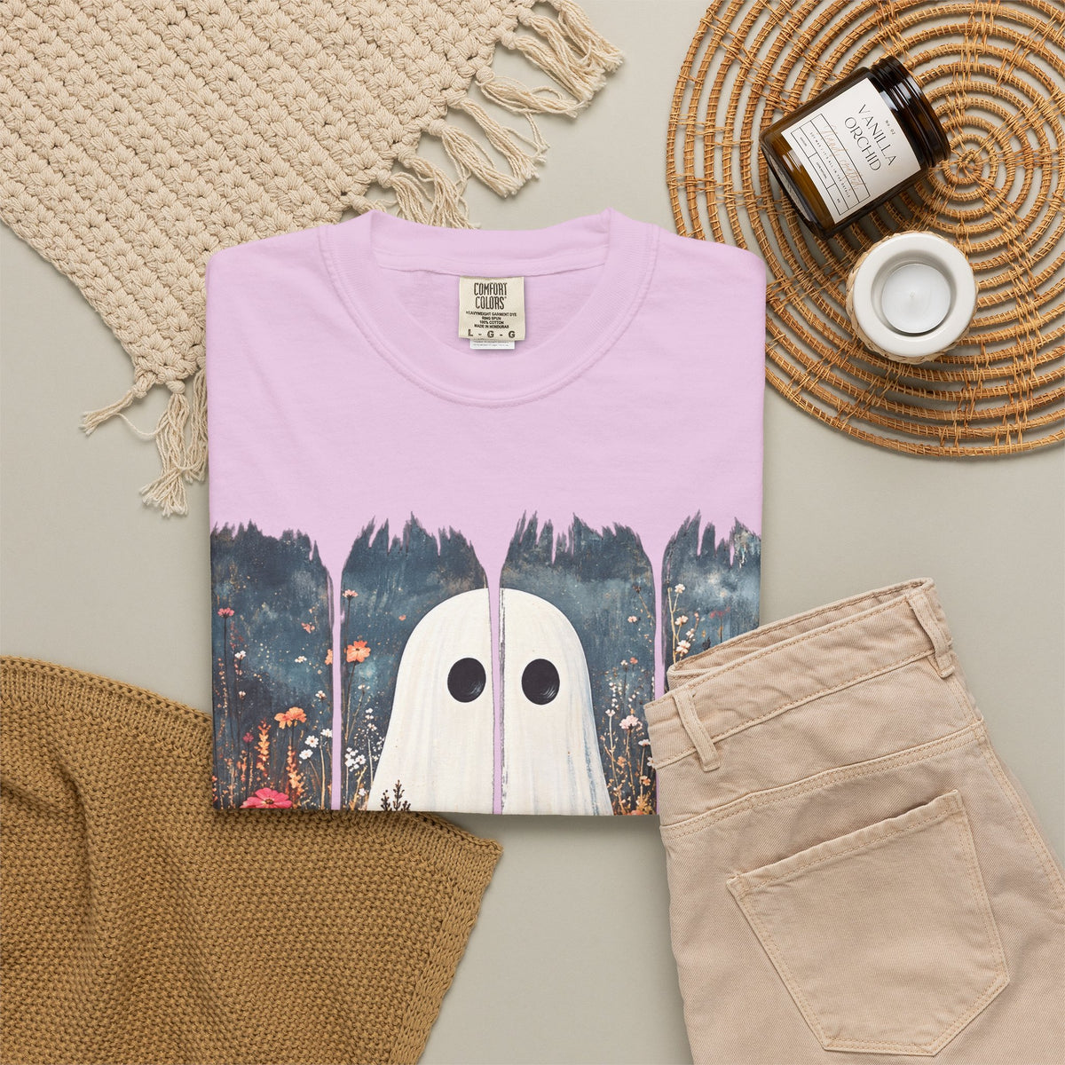 Floral Ghost Wildflower Halloween Comfort Colors T-Shirt