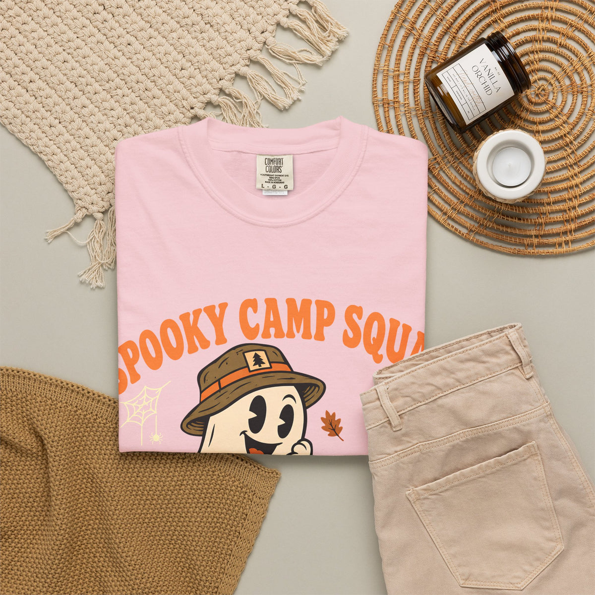 Spooky Camp Squad Campfires & Cobwebs Comfort Colors Tee