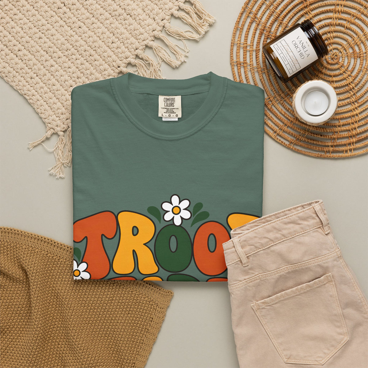 Troop Leader Coffee Campfires Chaos Comfort Colors Tee