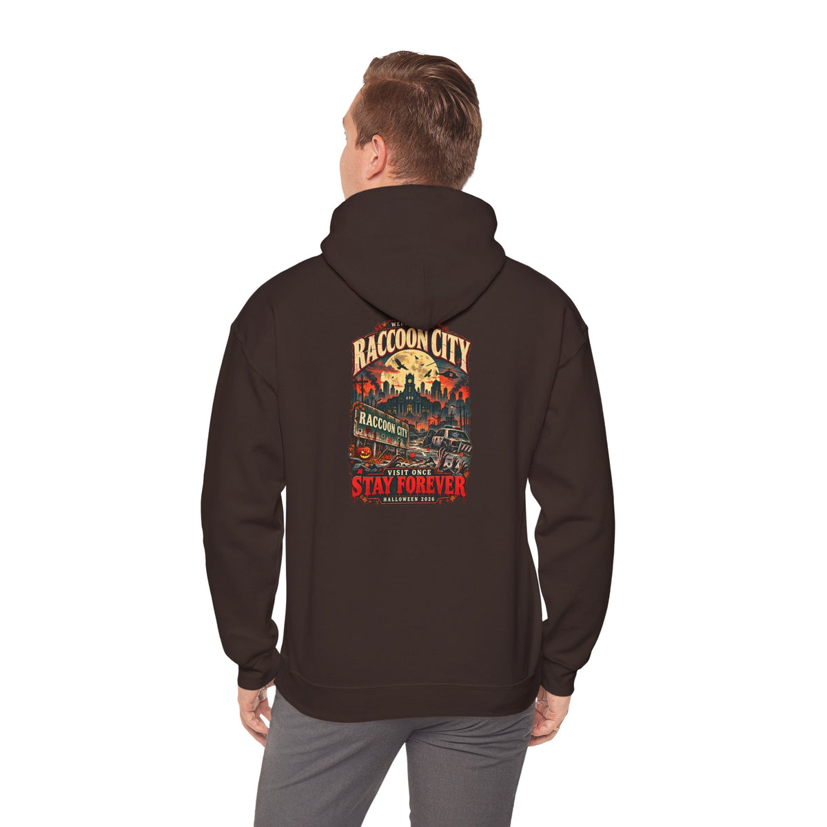 Welcome to Raccoon City Halloween 2026 Gildan 18500 Hoodie