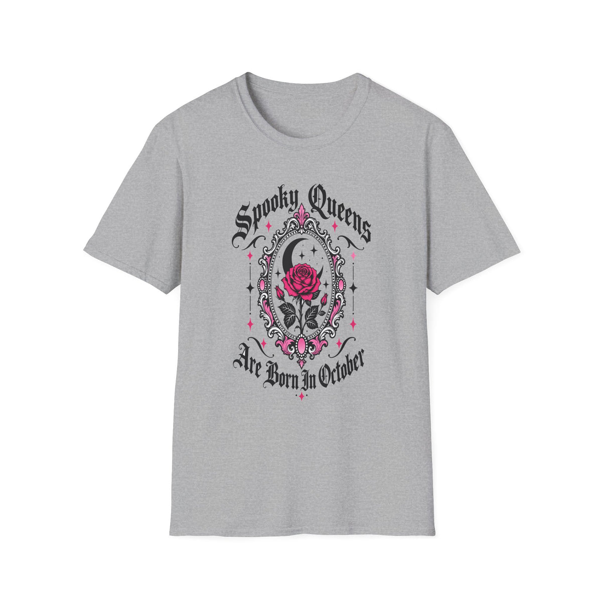 Spooky Queens Are Born In October Shirt – Gothic Rose Halloween Birthday Tee