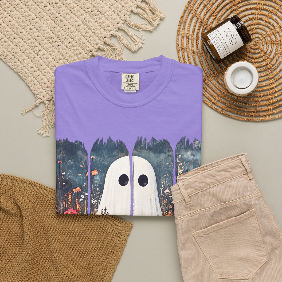Floral Ghost Wildflower Halloween Comfort Colors T-Shirt