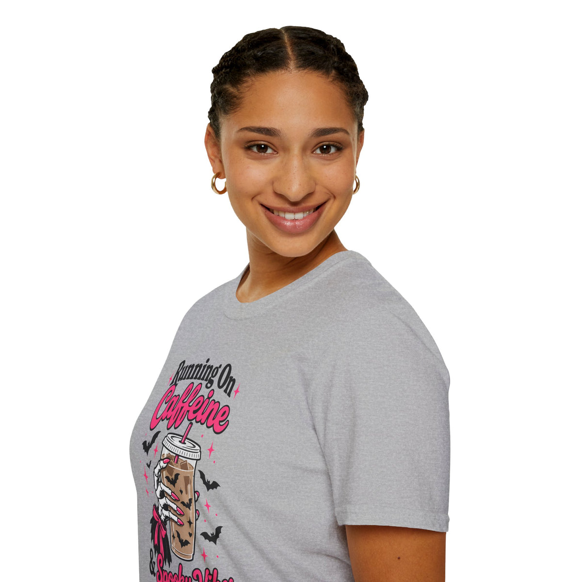 Running On Caffeine & Spooky Vibes Halloween Coffee Shirt – Gildan Softstyle 64000