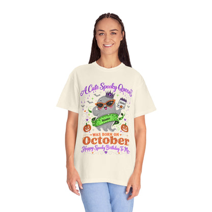 Personalized Spooky Queen October Birthday Comfort Colors Tee