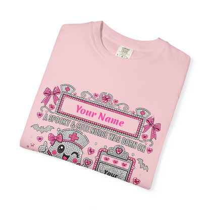 Personalized Spooky Cute Nurse October Birthday Comfort Colors Tee