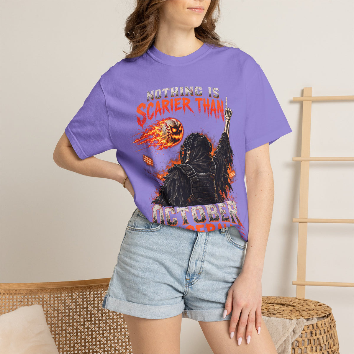 October Baseball Halloween Comfort Colors Graphic T-Shirt