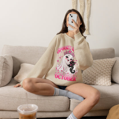 Spooky Queens Are Born in October Gildan 18000 Sweatshirt