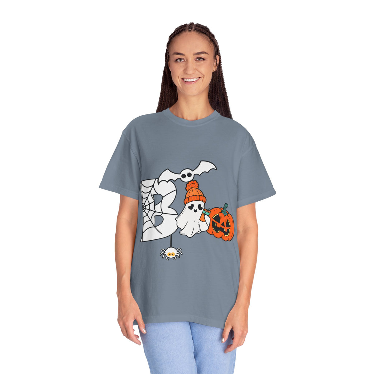 Cute Ghost Pumpkin Cozy Halloween Comfort Colors T-Shirt