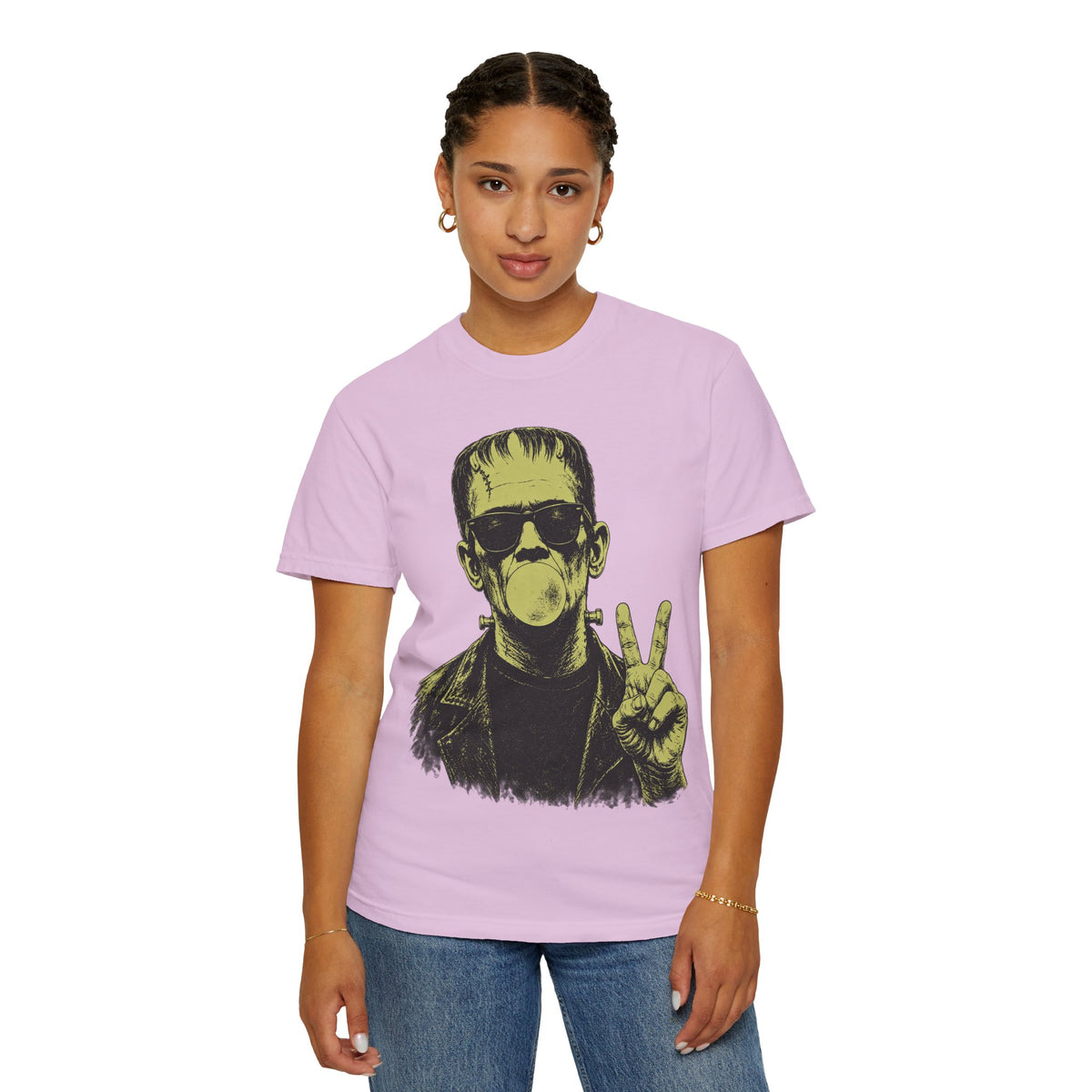 Frankenstein Bubblegum Peace Sign Comfort Colors T-Shirt