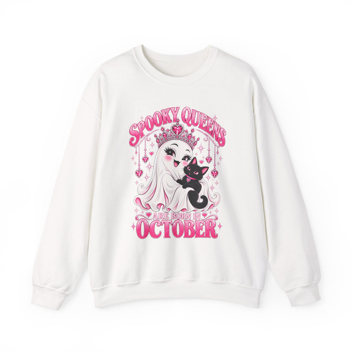 Spooky Queens Are Born in October Gildan 18000 Sweatshirt